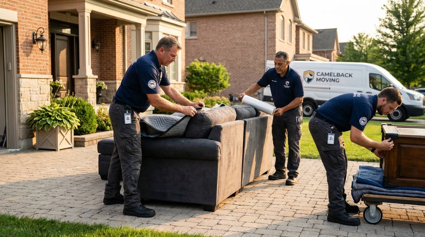Large estate moving crew wrapping furniture in Elburn, IL